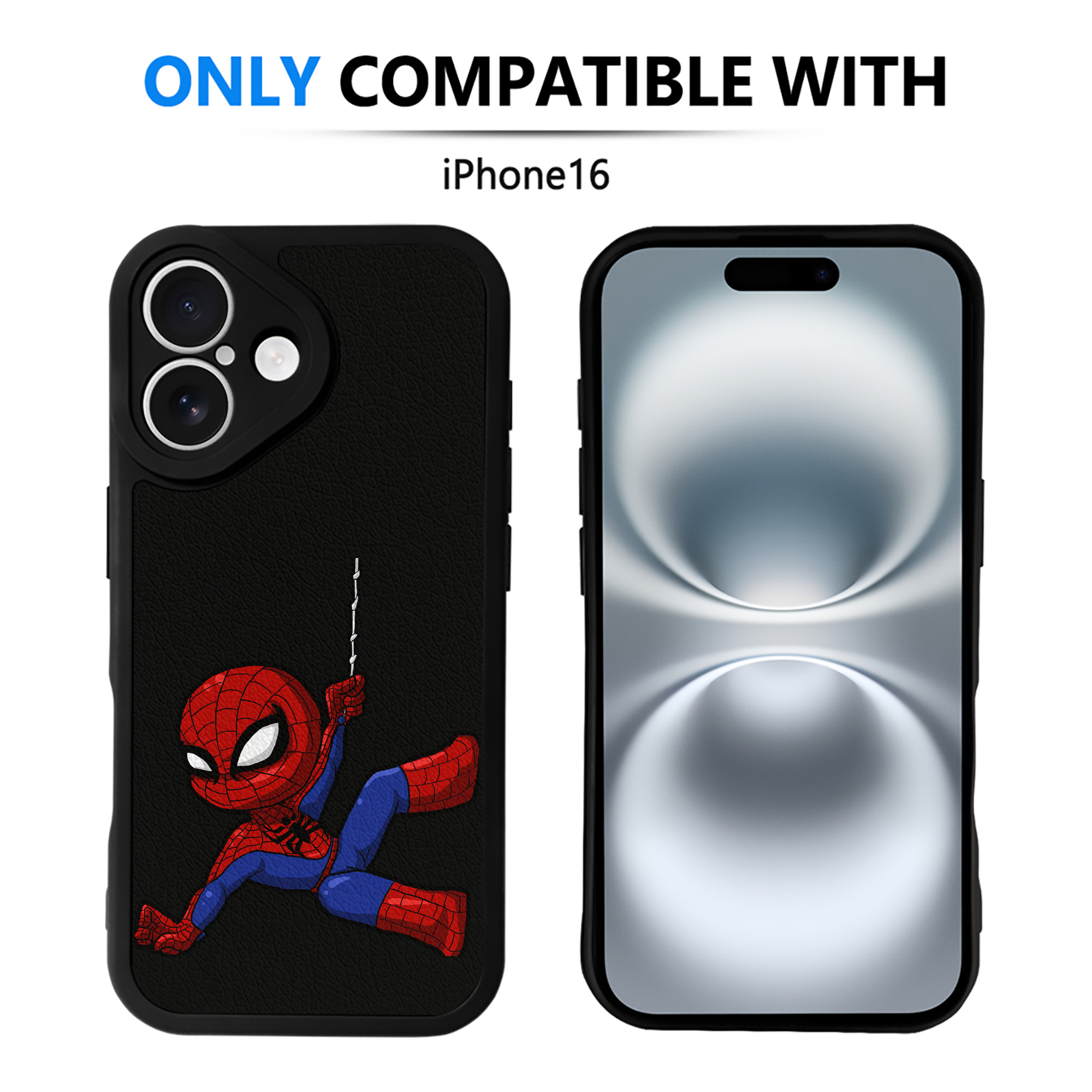 Spider Man スパイダーマン 【iPhone 16シリーズ対応】シリコンスマホケース（レザー調） 材質：シリコン